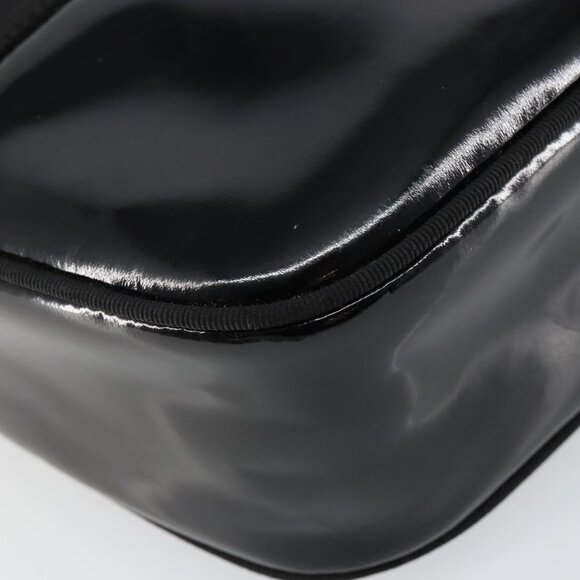 Authentic Salvatore Ferragamo Vala Shoulder Bag Enamel Black Gold - Picture 6 of 16